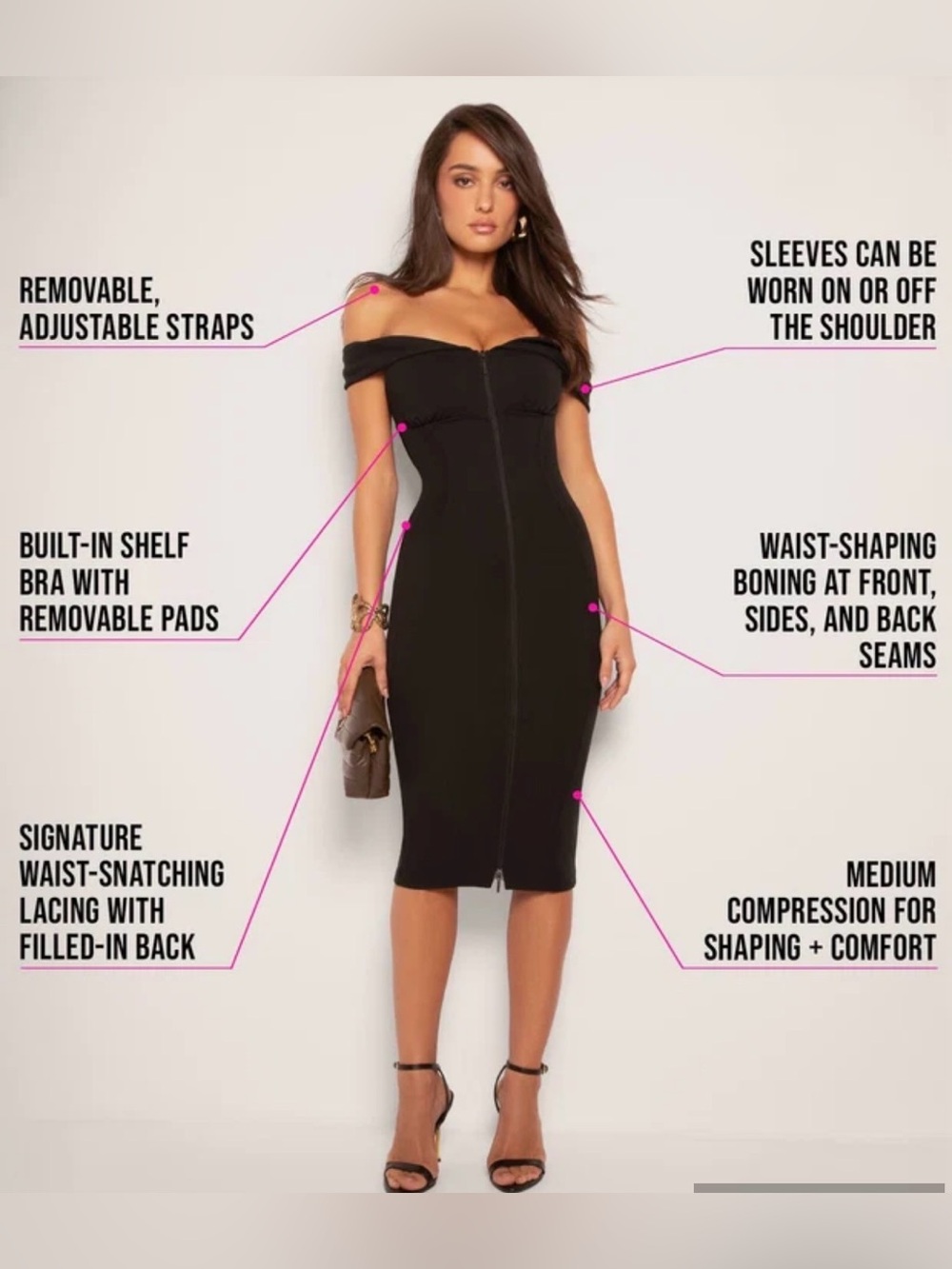 TA3 Corsety Off Shoulder Pencil Dress Black XS NWT Style TA3489